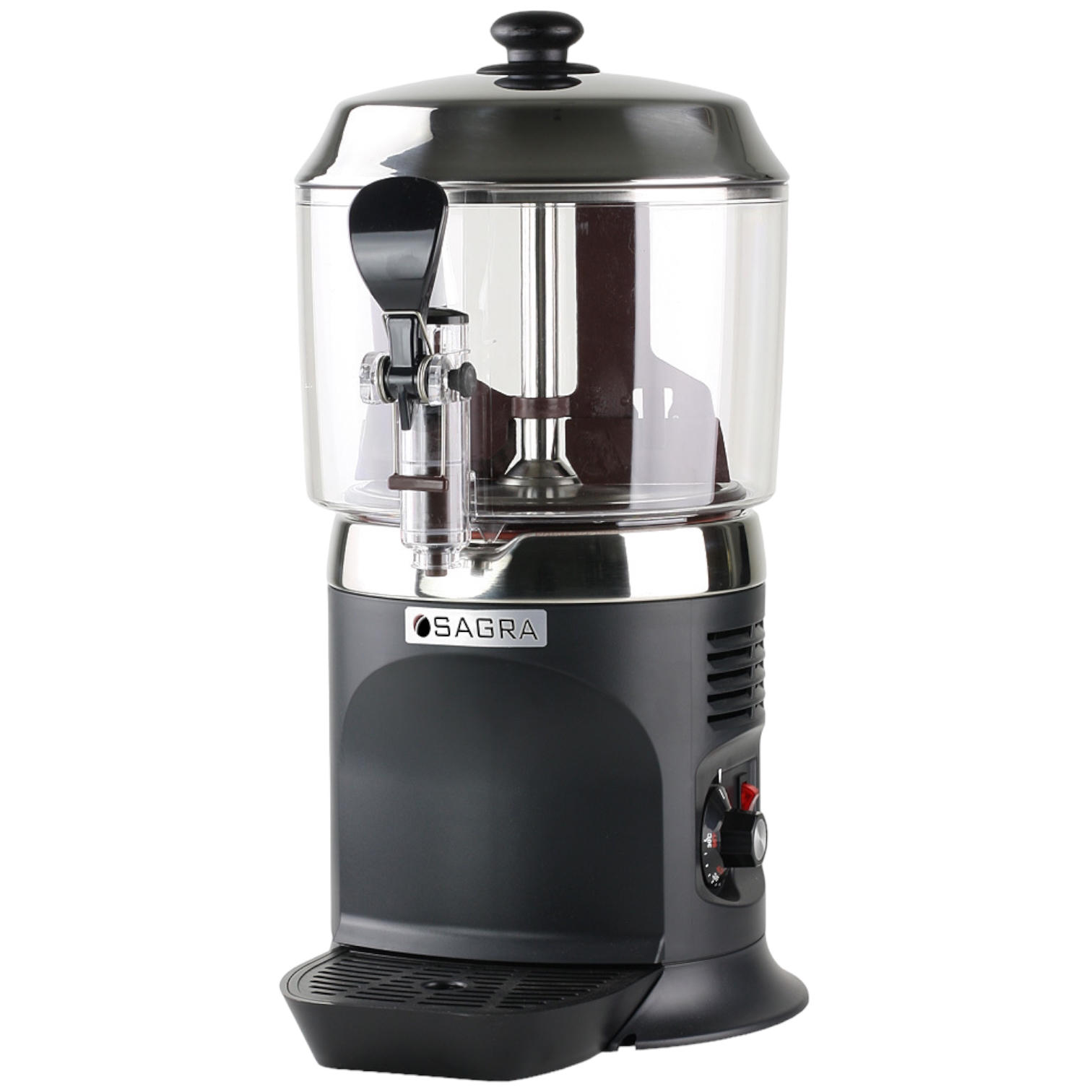 https://www.sweetfountains.com/wp-content/uploads/2020/08/Commercial-Chocolate-Dispenser-Black-w-stainless-top.jpg