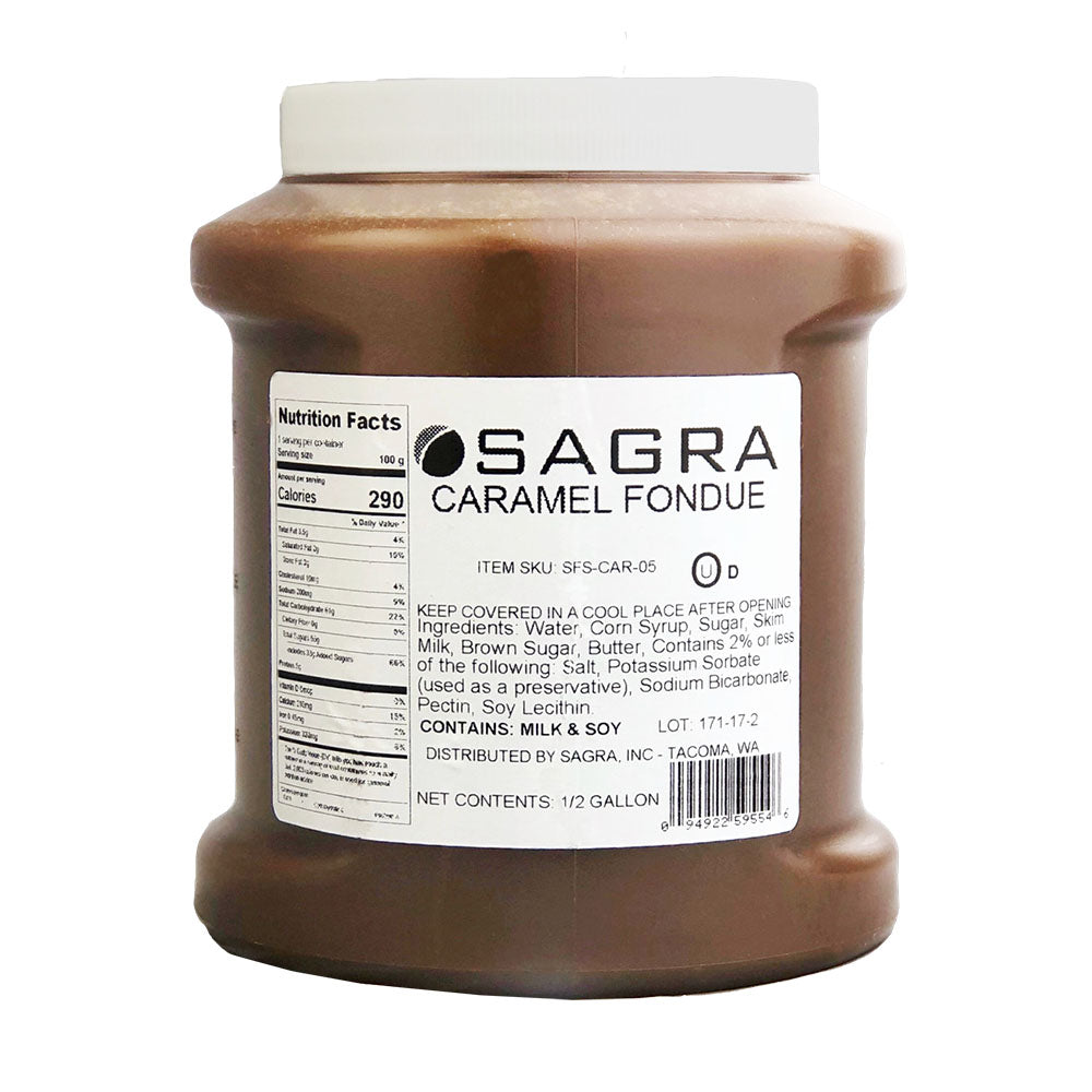 Sagra Signature Fountain Caramel is absolutely delicious and made just for chocolate fountains. Best of all it requires absolutely no additional water or oil to run perfectly in your chocolate fountain. Just pour in the bowl of your chocolate fountain, turn the chocolate fountain on and watch caramel as it perfectly flows around the chocolate fountain.